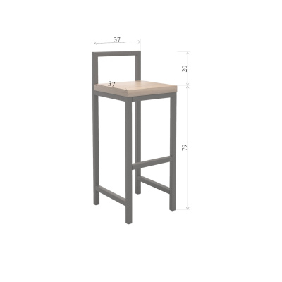 Стул барный Крам, ЛДСП Дуб табачный крафт / Металлокаркас Черный